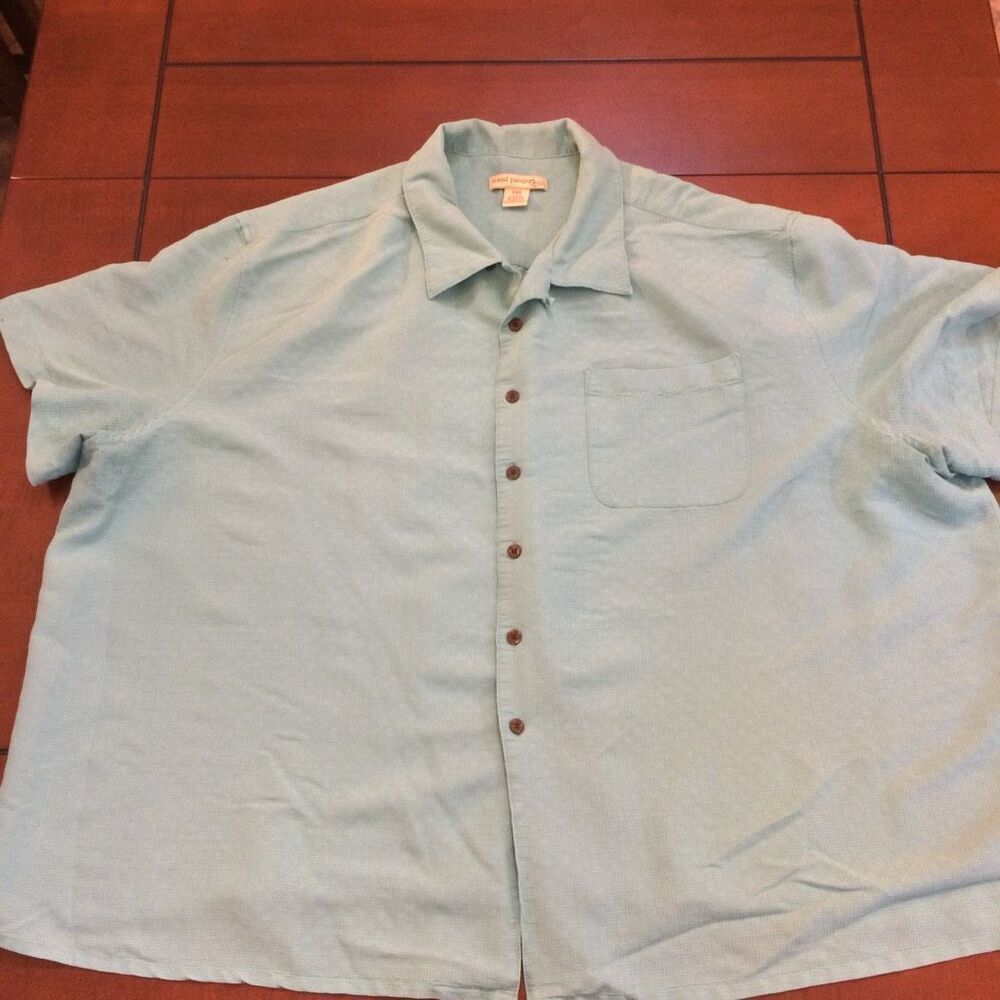 Island Passport teal 4xl button up